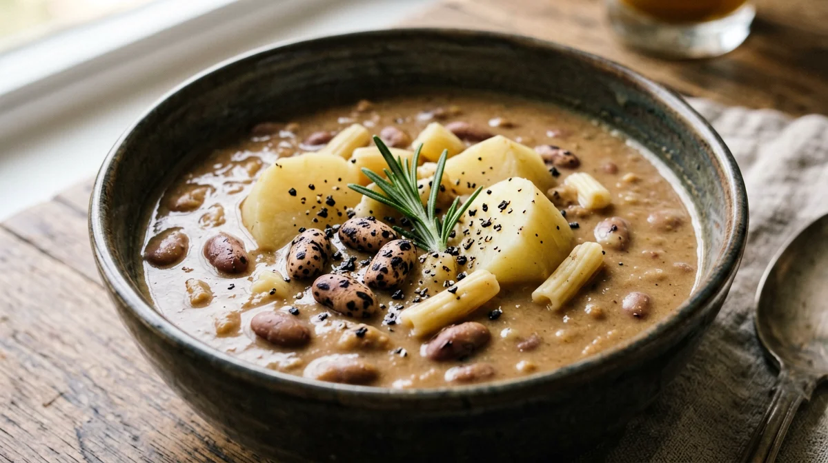 Venetian pasta e fagioli with borlotti and rosemary