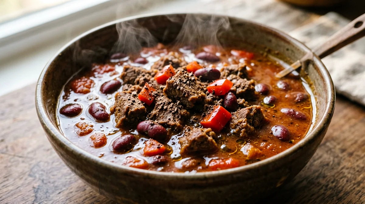 Chili sin carne all'italiana con fagioli rossi e seitan