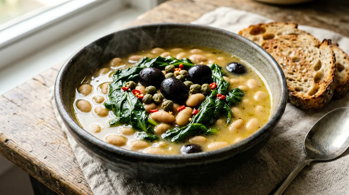 Neapolitan escarole and beans with croutons