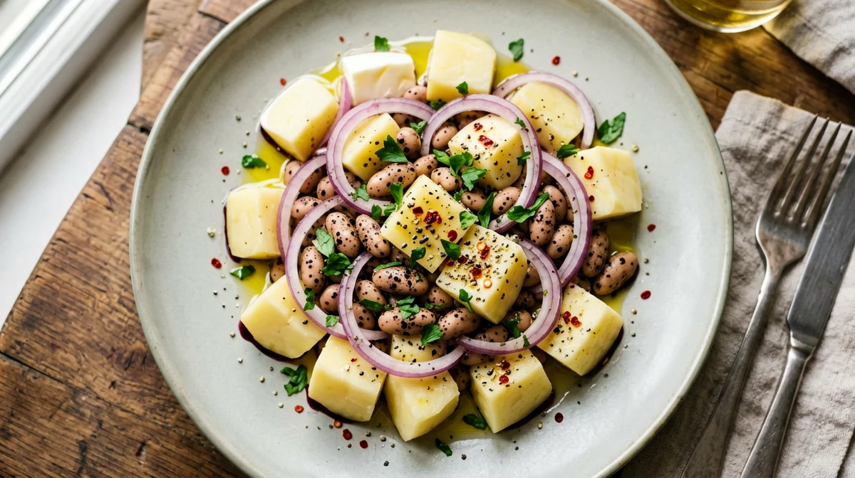 Insalata di borlotti, patate e cipolla di Tropea