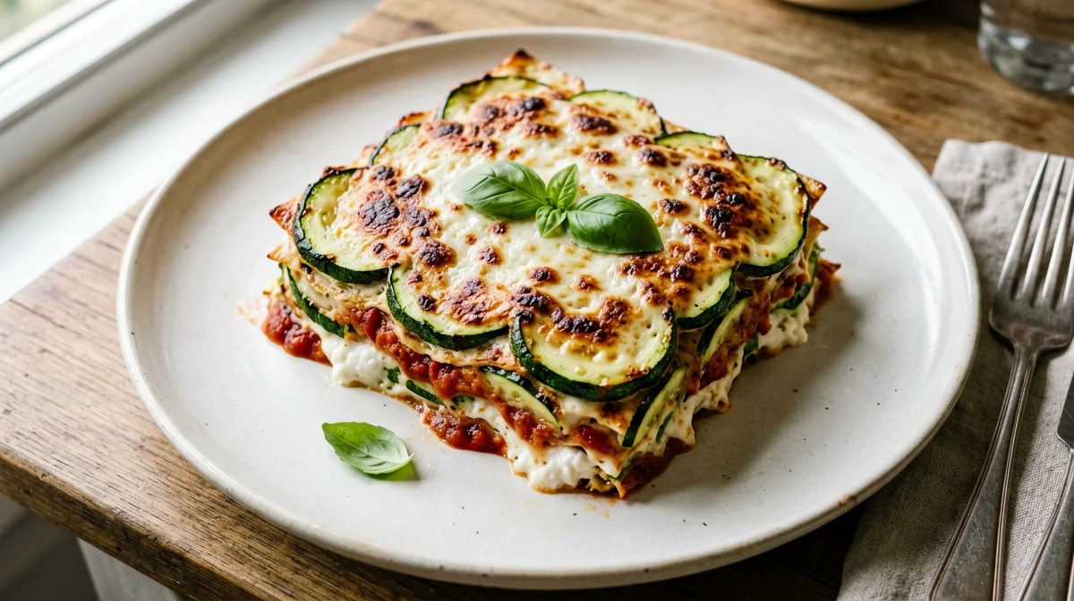 Lasagna di zucchine con ricotta di tofu e pomodoro