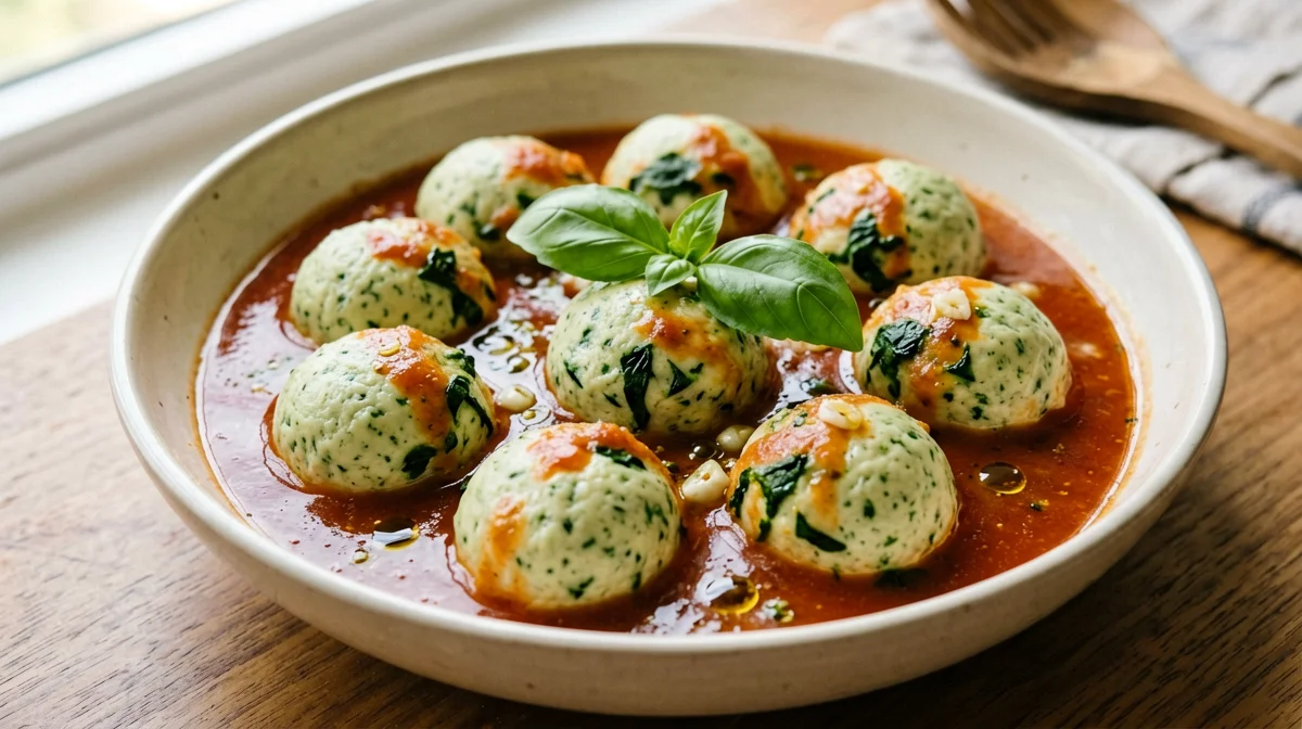 Polpette di tofu e spinaci al sugo