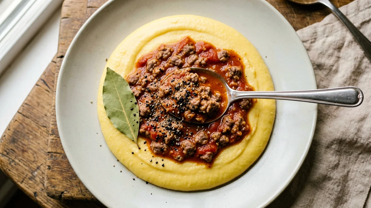 Ragù di seitan con polenta