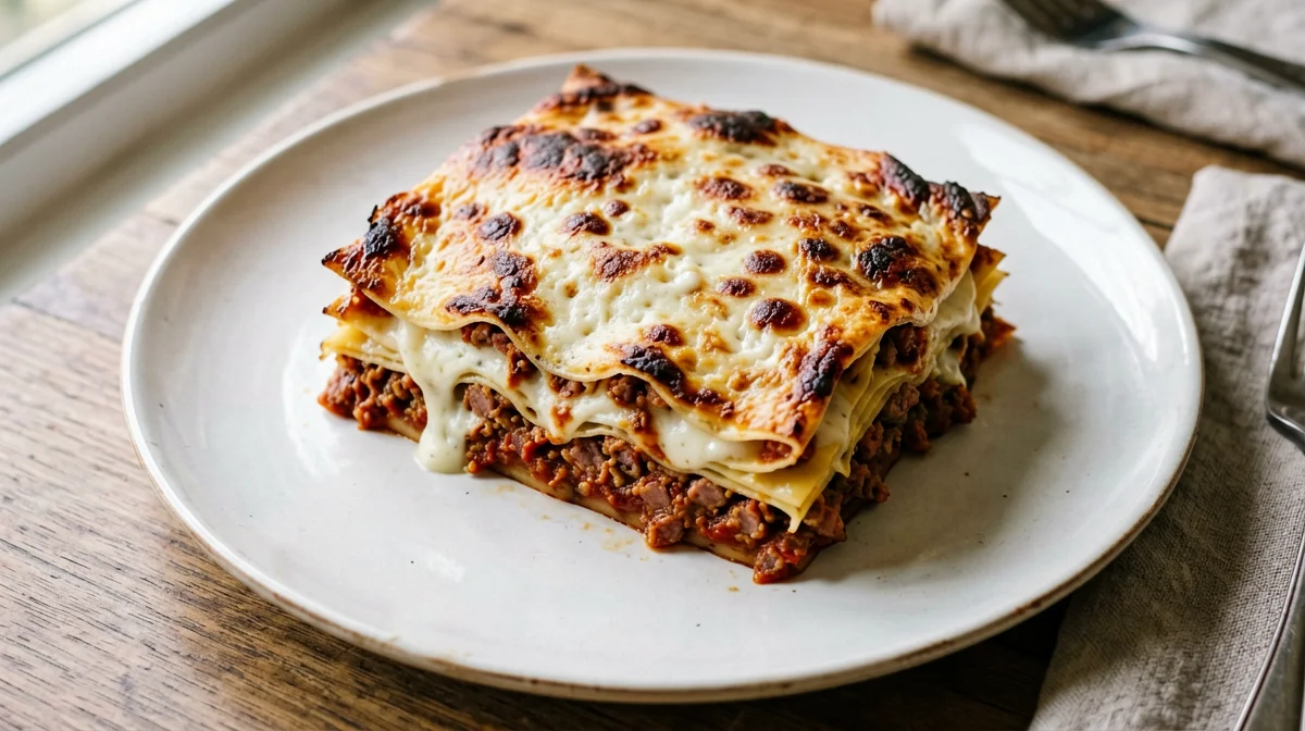 Seitan ragù lasagne with soy béchamel
