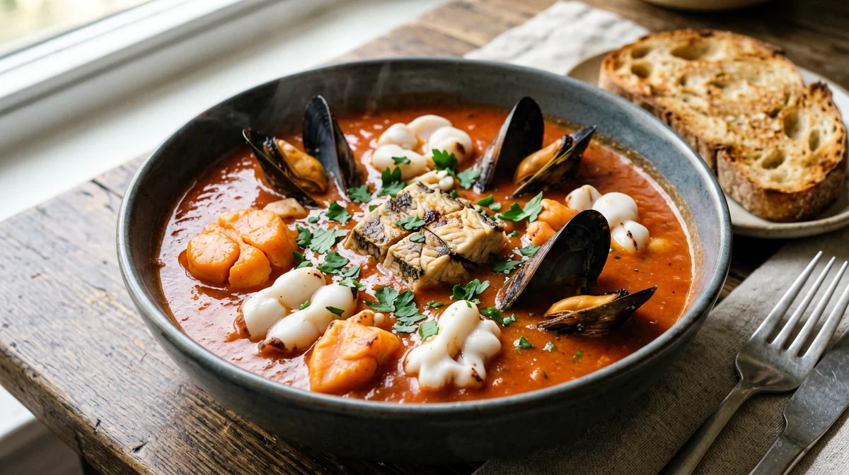 Marche-style fish brodetto with toast