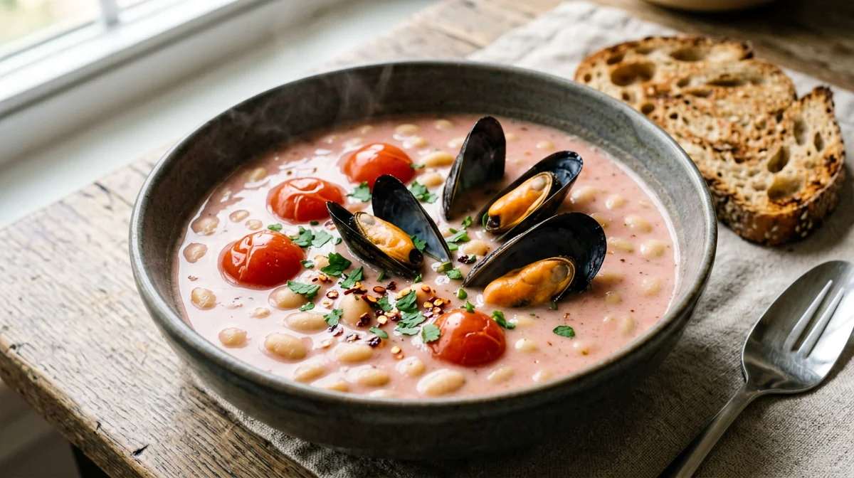 Zuppa di cozze e fagioli cannellini