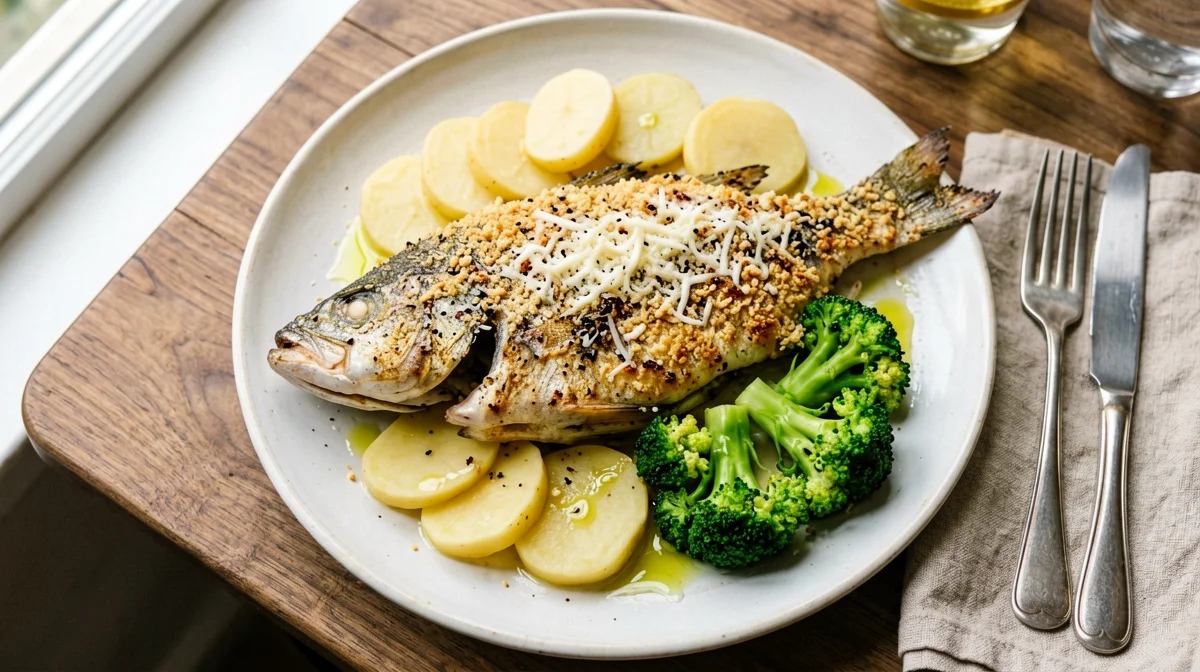 Eglefino gratinato con broccoli e patate
