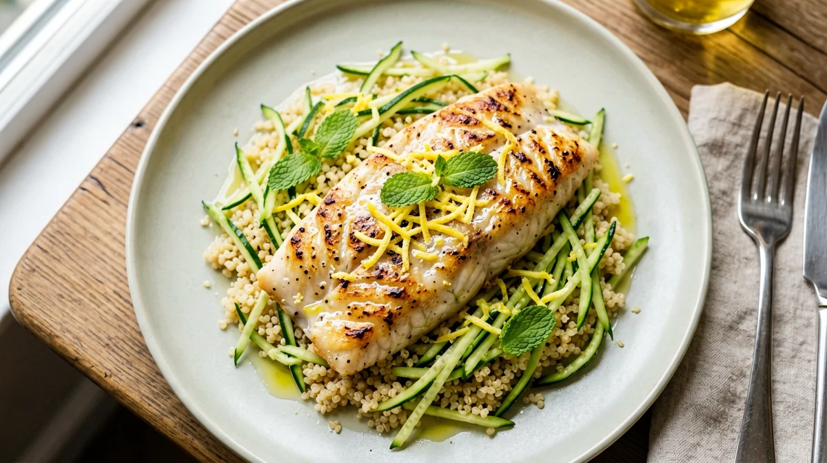 Sogliola al limone con zucchine e quinoa