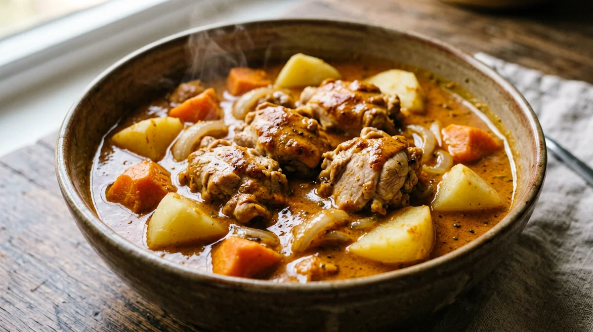 Paprika chicken stew with potatoes and carrots