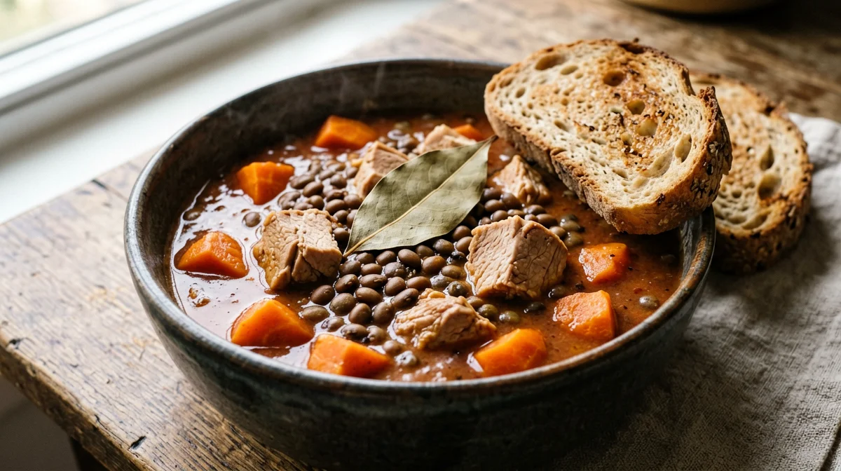 Turkey and lentil stew with carrots