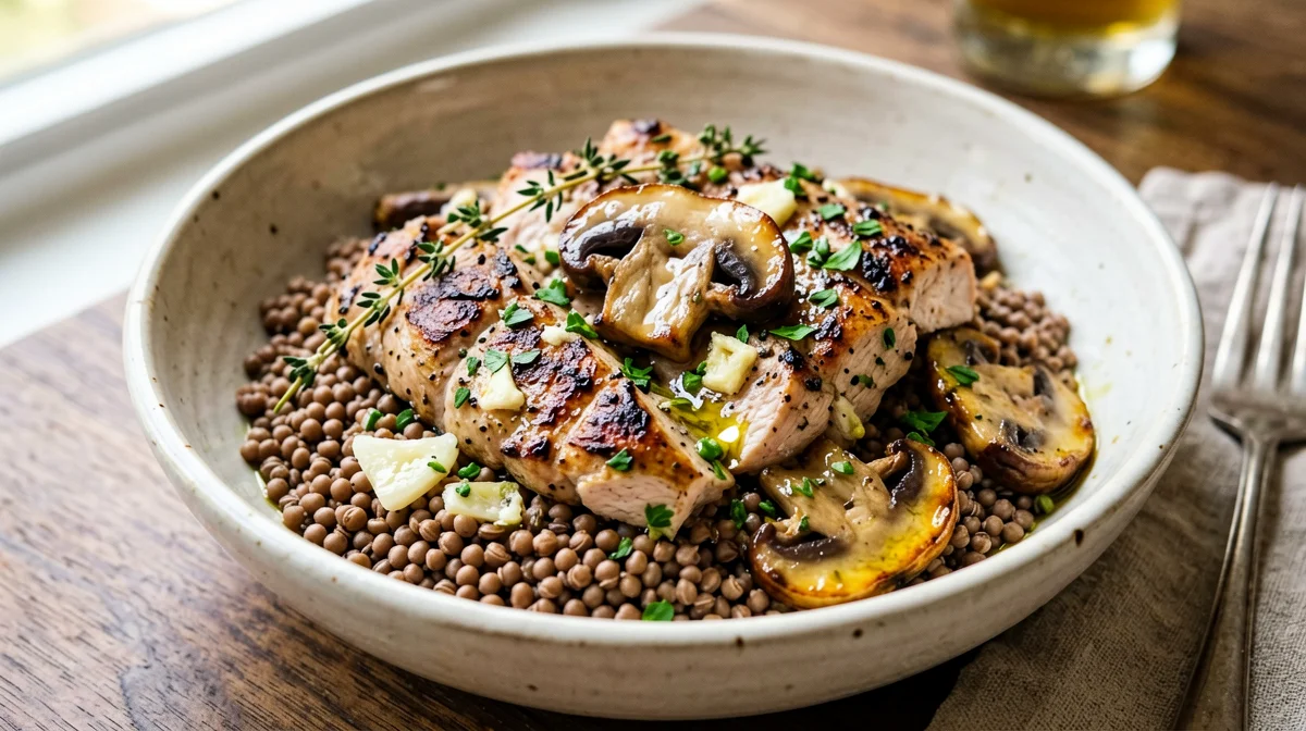 Turkey with mixed mushrooms and buckwheat