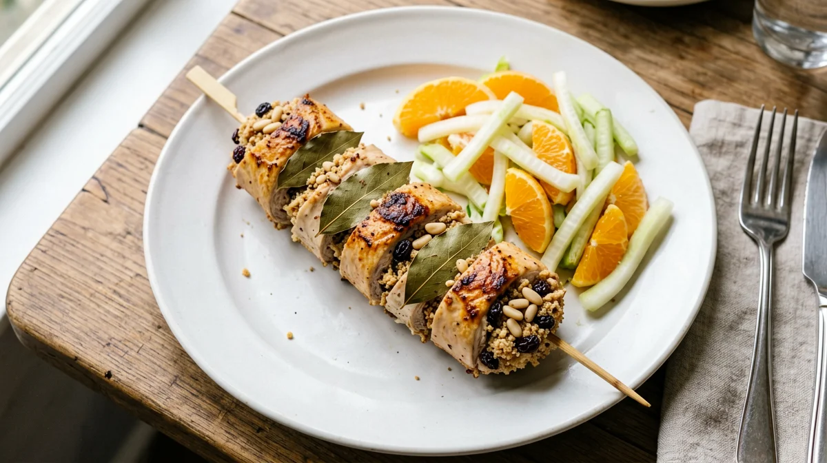 Involtini di tacchino alla siciliana con insalata di arance