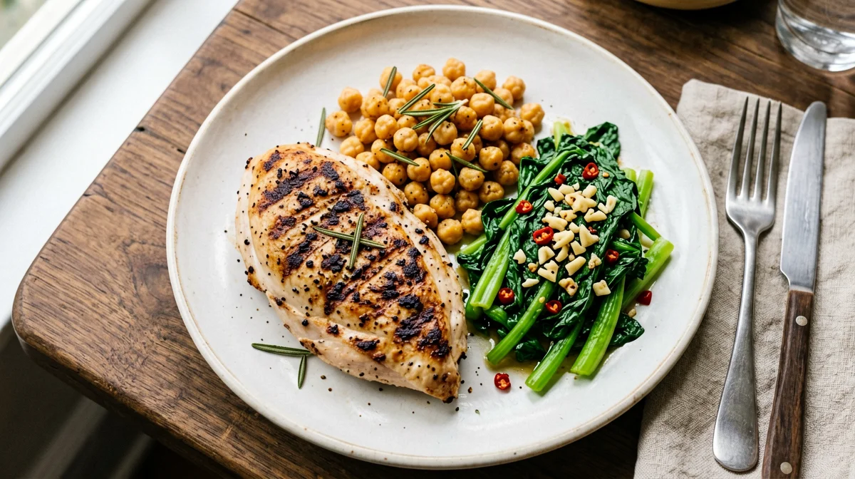 Herbed turkey with rosemary chickpeas and chard