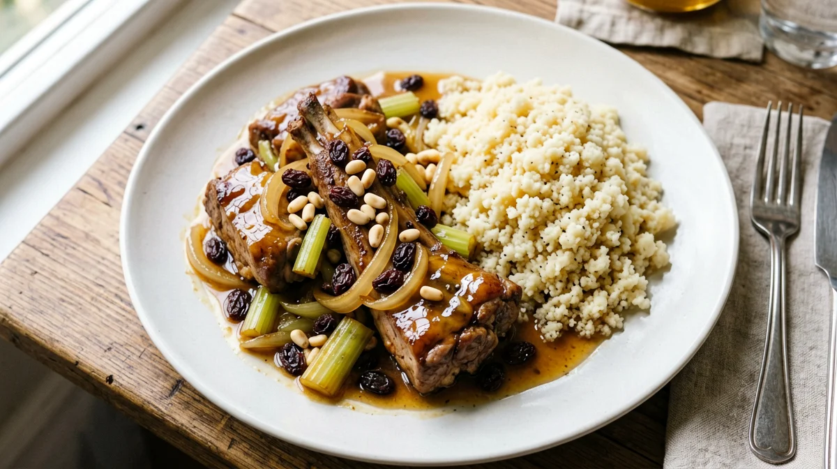 Coniglio in agrodolce alla siciliana con couscous
