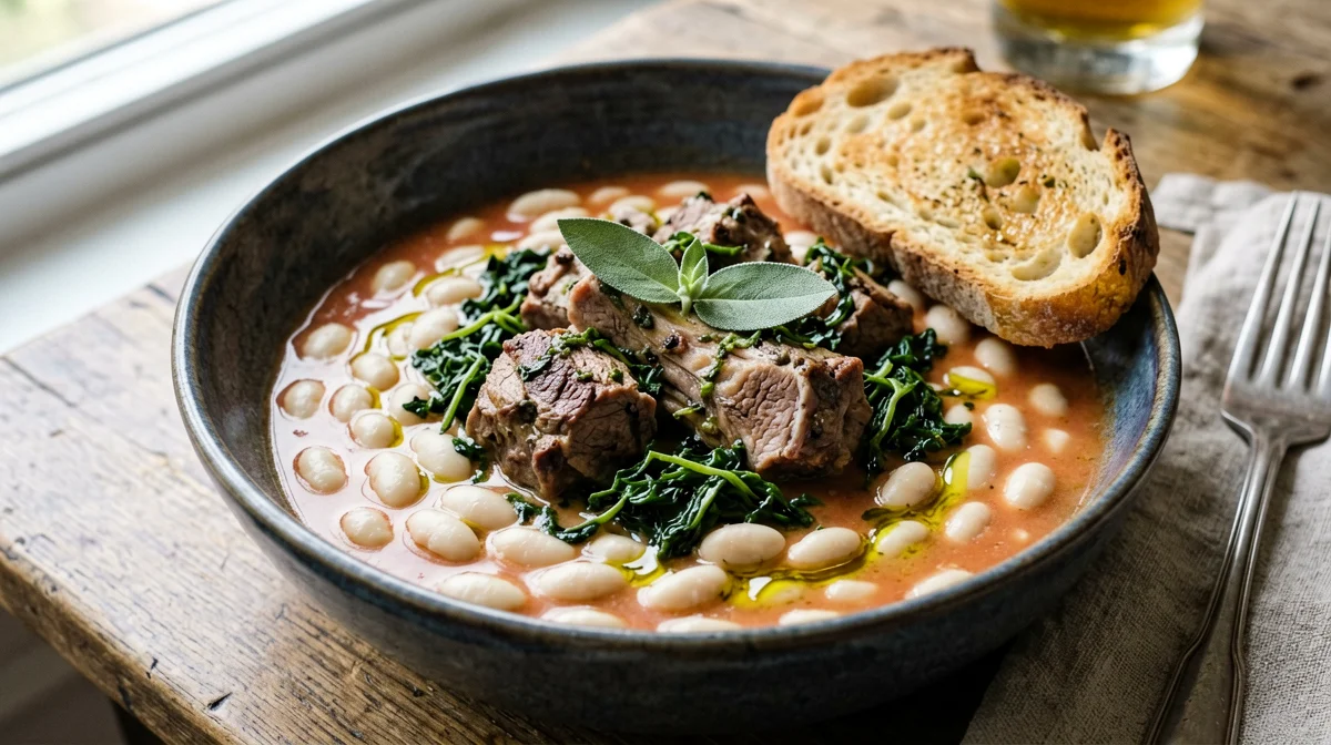 Coniglio con cavolo nero e cannellini