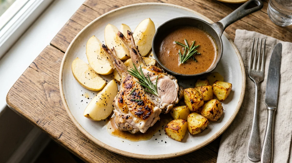 Coniglio alle mele e rosmarino con patate