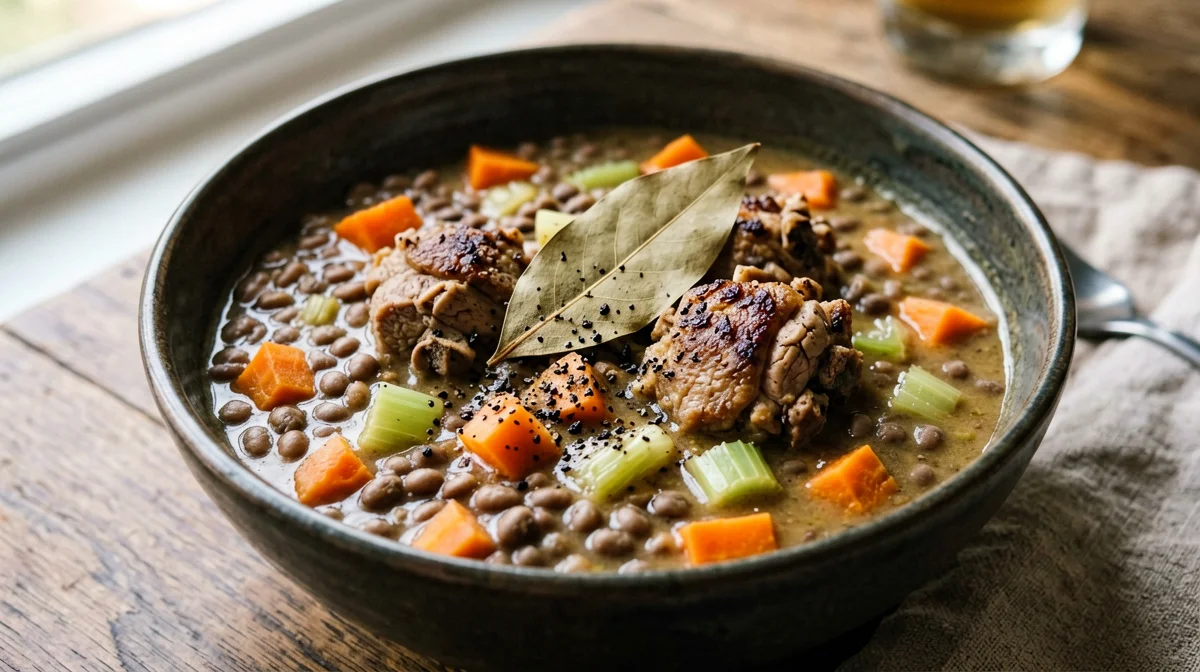 Faraona con lenticchie e carote