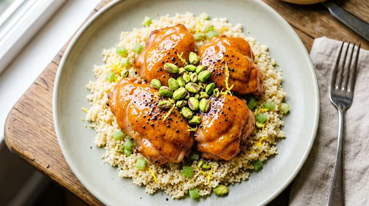 Faraona agli agrumi e pistacchi con couscous