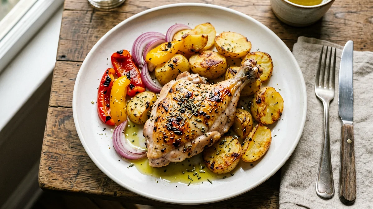 Chicken, pepper and potato tray bake