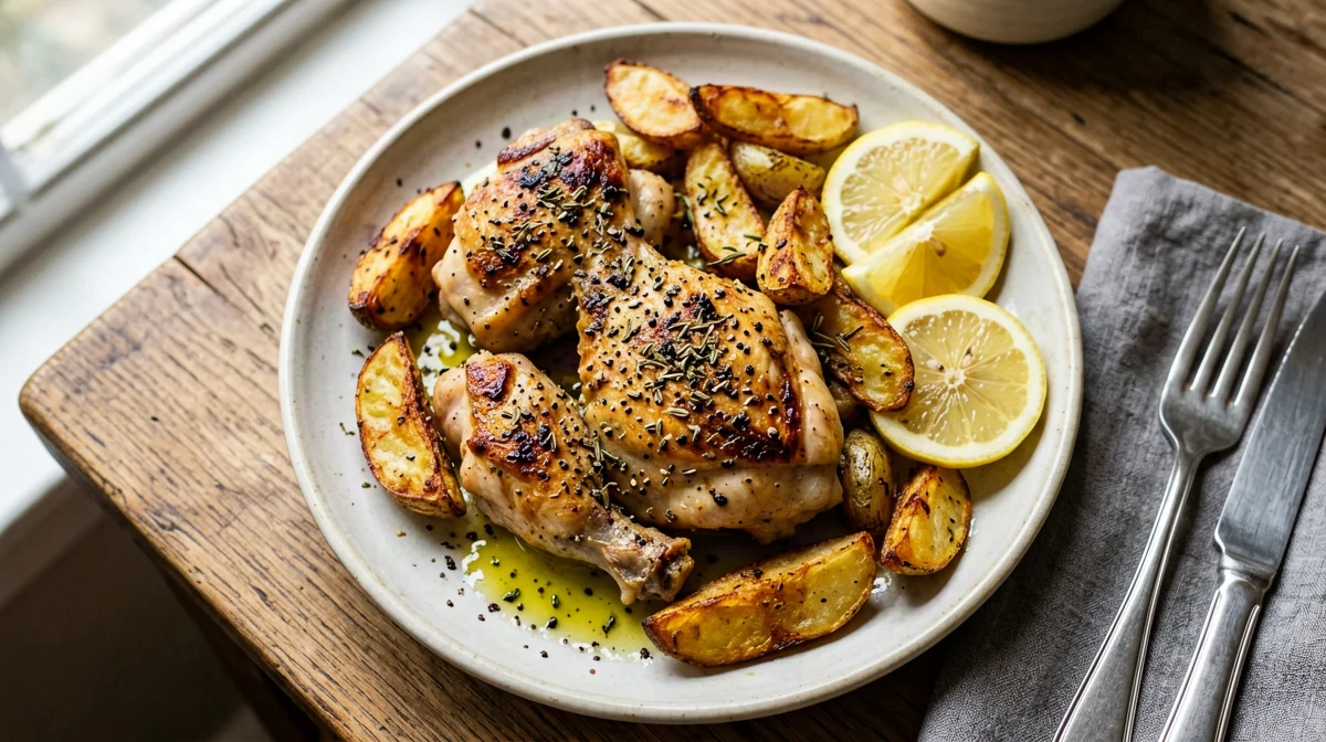 Lemon and oregano chicken and potato tray