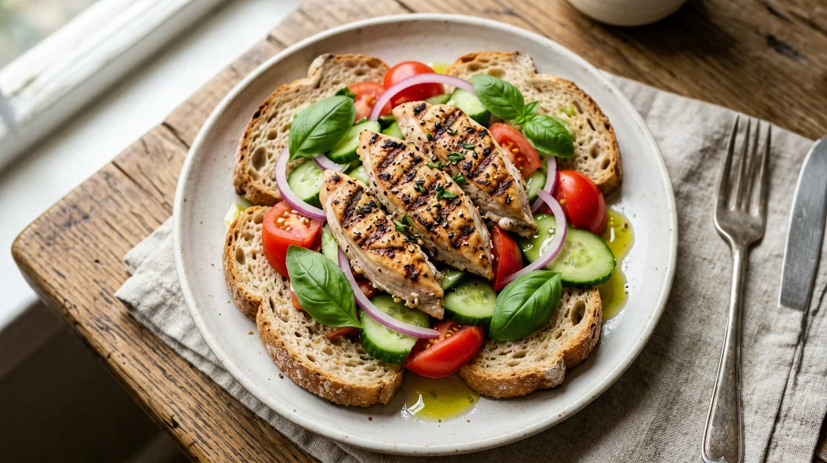 Pollo grigliato con panzanella toscana