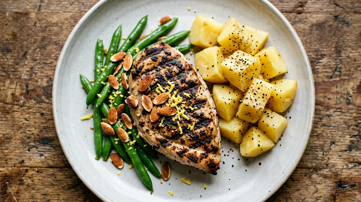 Turkey with almond green beans and potatoes