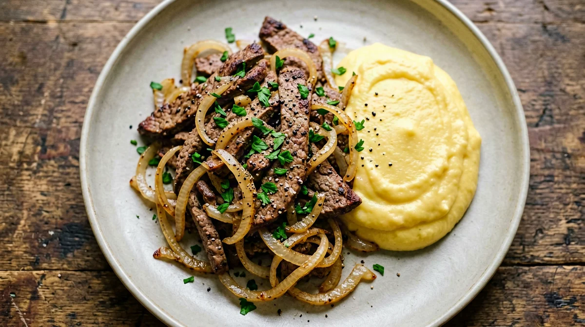 Venetian-style calf's liver with polenta