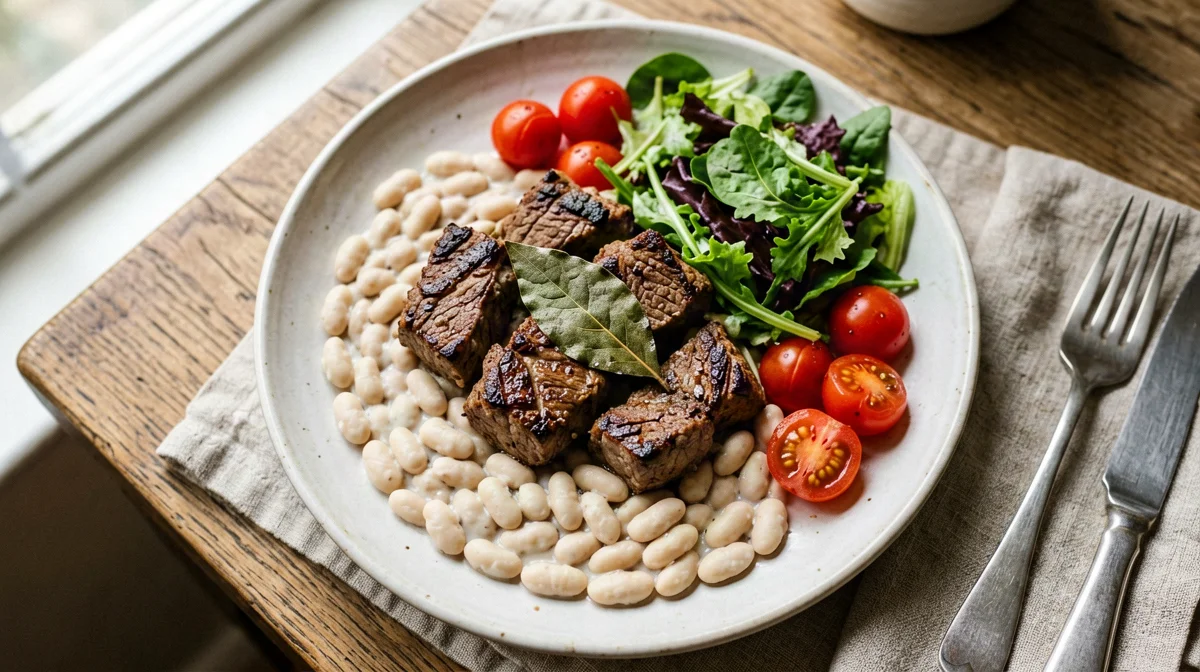 Vitello all'uccelletto con fagioli e salvia