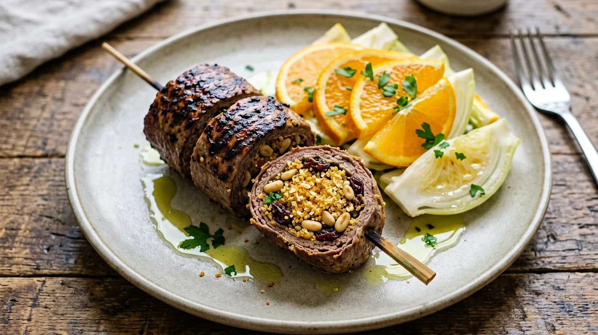 Sicilian-style veal rolls with orange salad
