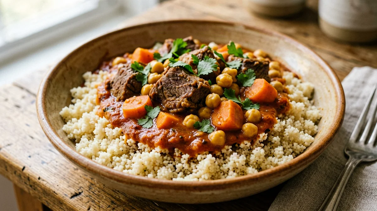 Spiced lamb stew with chickpeas and couscous