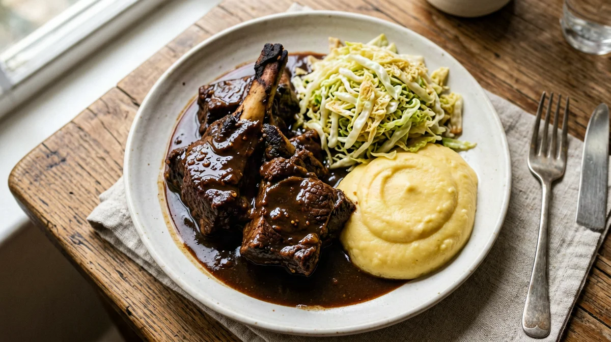 Lepre in umido con polenta e cavolo verza