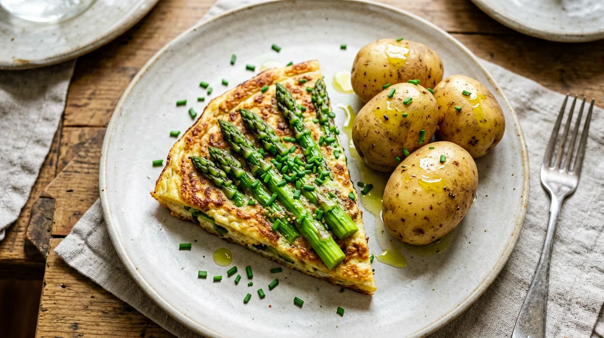 Frittata di asparagi con patate novelle e erba cipollina