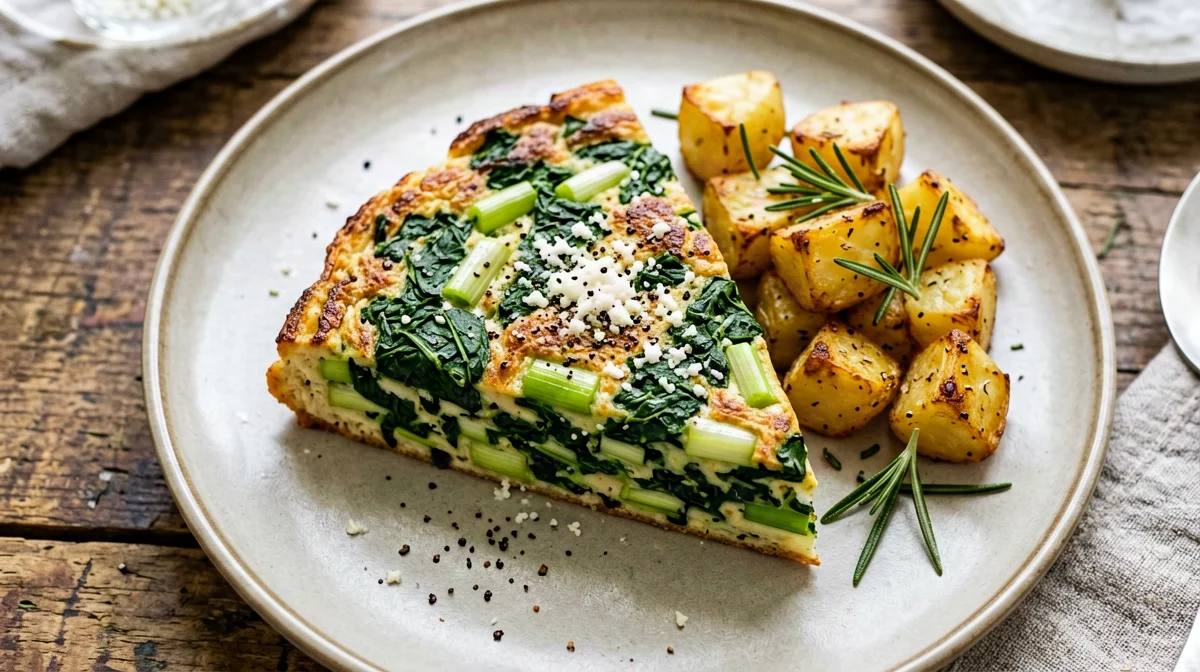 Chard and pecorino frittata with rosemary potatoes