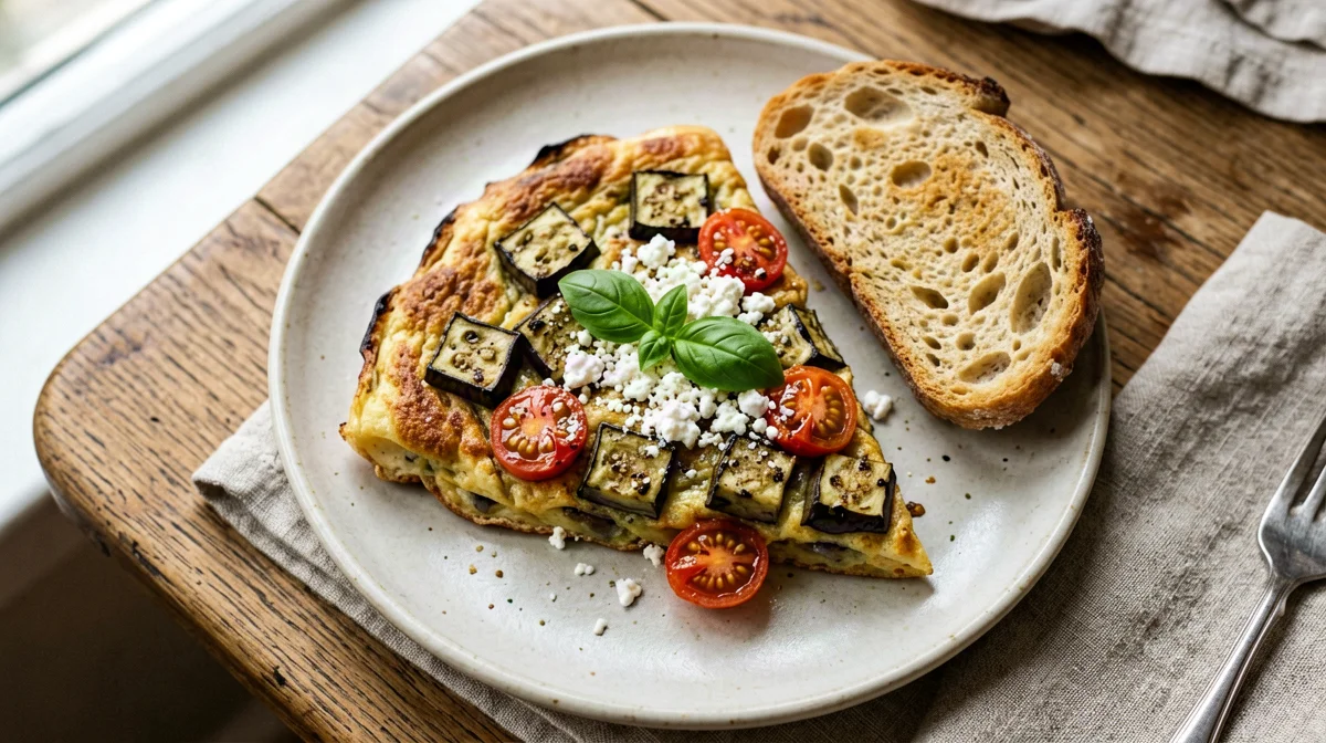 Frittata di melanzane alla siciliana con pane