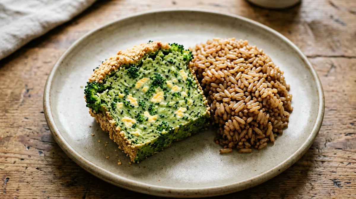 Broccoli and egg bake with brown rice