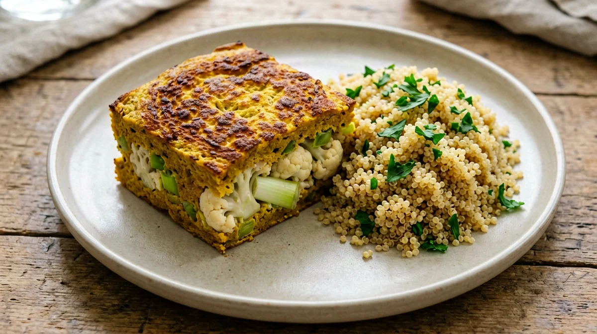 Frittata al forno di cavolfiore e curcuma con quinoa