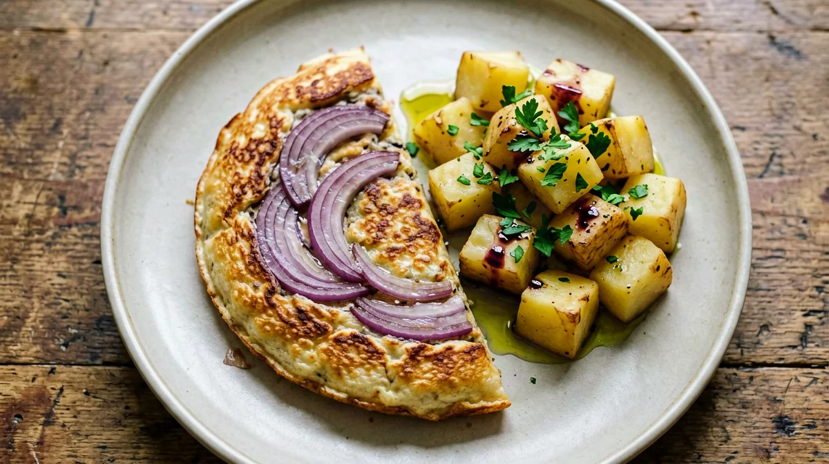 Tropea red onion frittata with potato salad