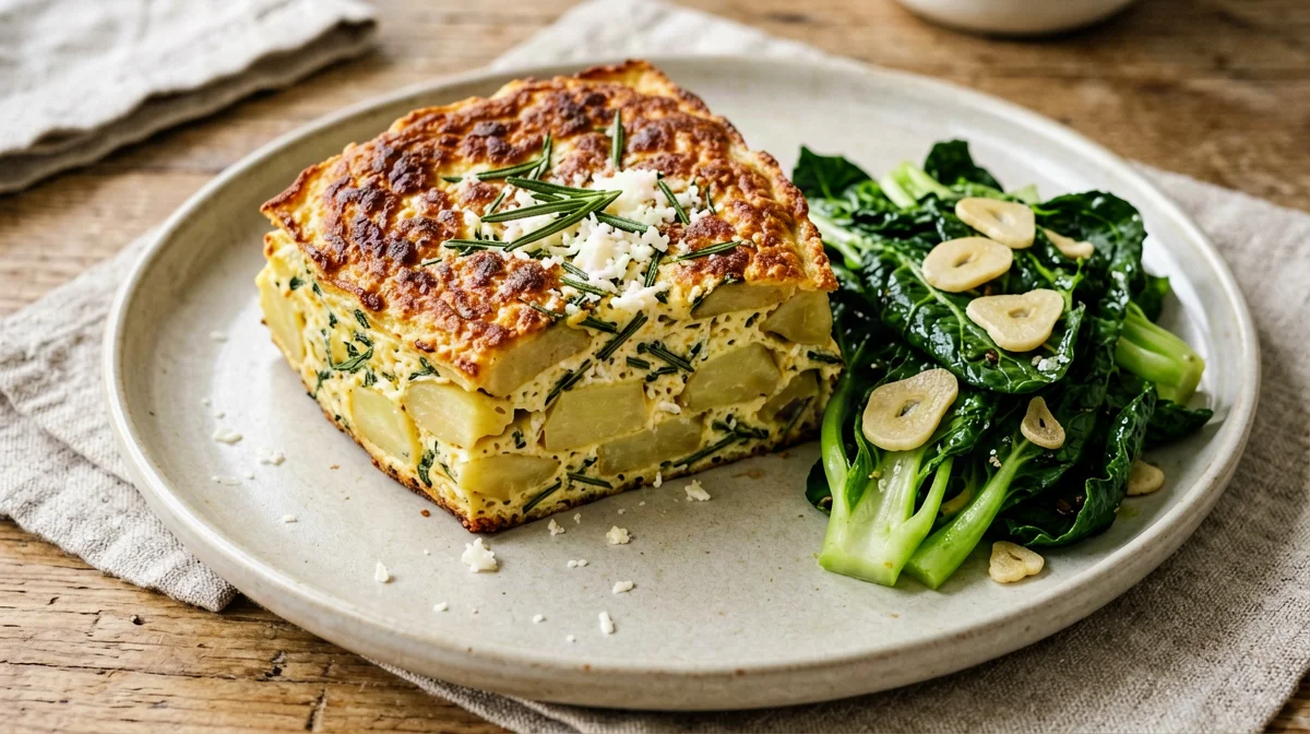 Baked potato and rosemary frittata with chicory