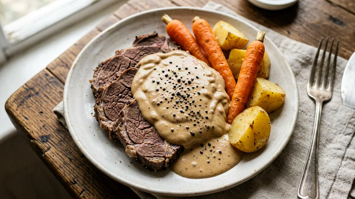 Bollito di manzo con pearà veronese e carote