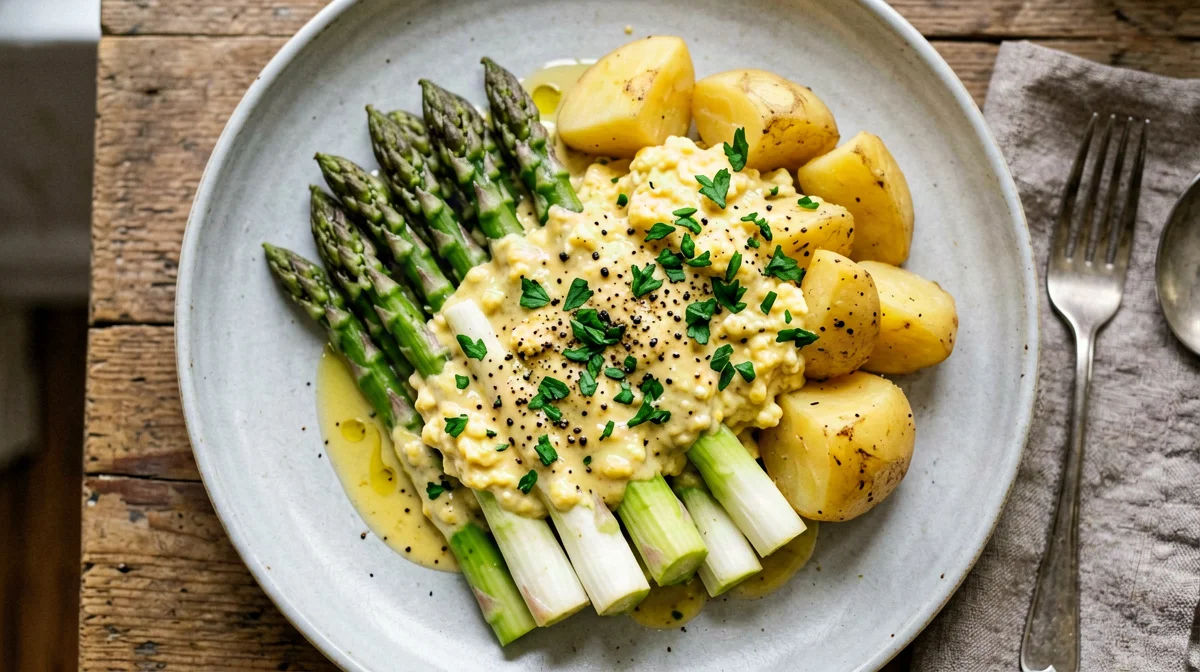 Asparagi alla bassanese con uova sode e patate