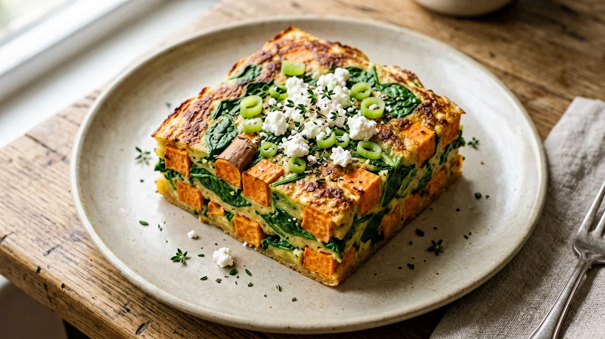 Sweet potato, spring onion and feta frittata