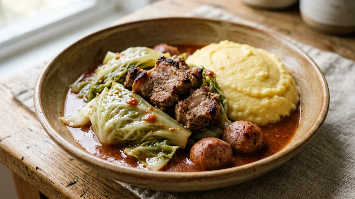 Cassoeula leggera di maiale e verza con polenta