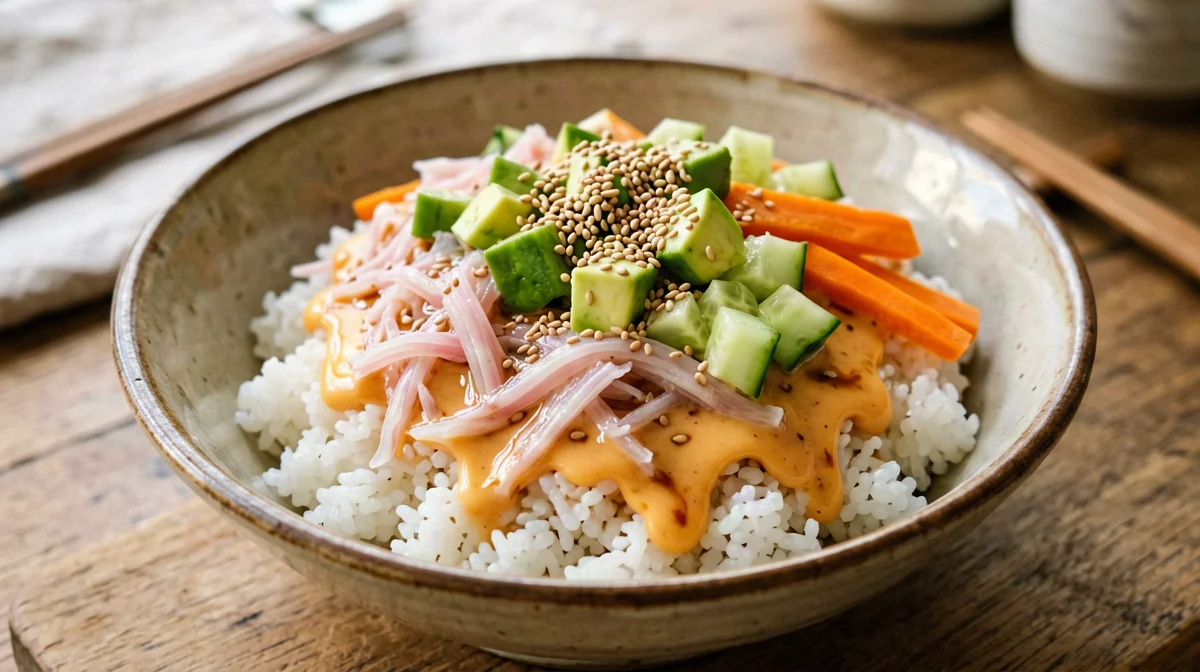 California bowl with surimi, avocado and cucumber