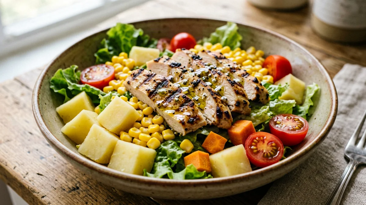 Insalatona di tacchino con patate, mais e carote