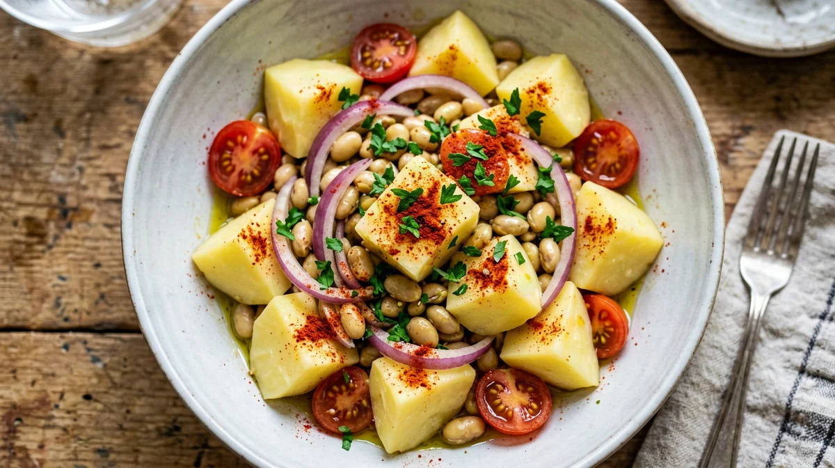 Lupin bean, potato and red onion salad with parsley