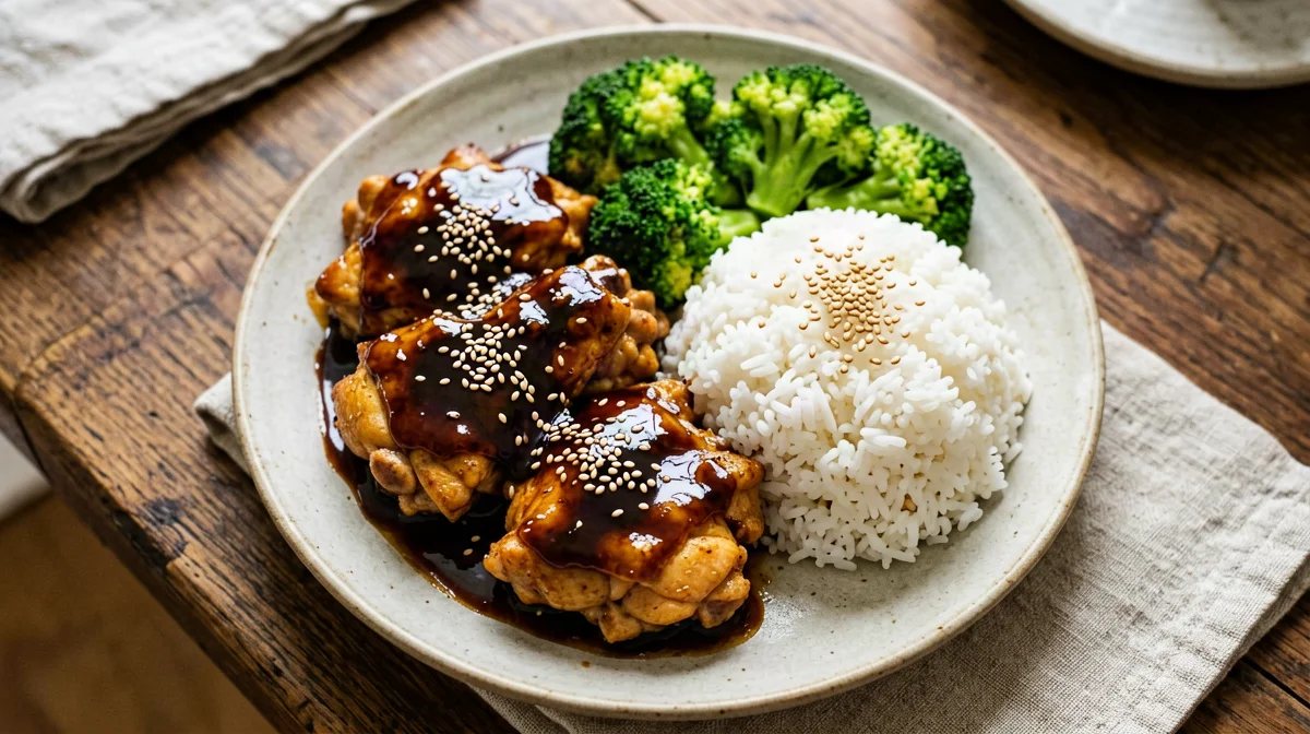 Tamari teriyaki chicken with broccoli and basmati rice