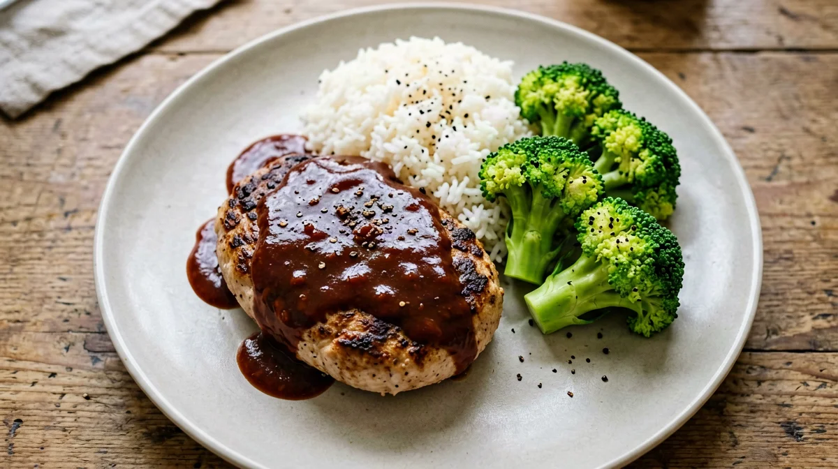 Turkey hambagu with sweet-sour sauce and rice