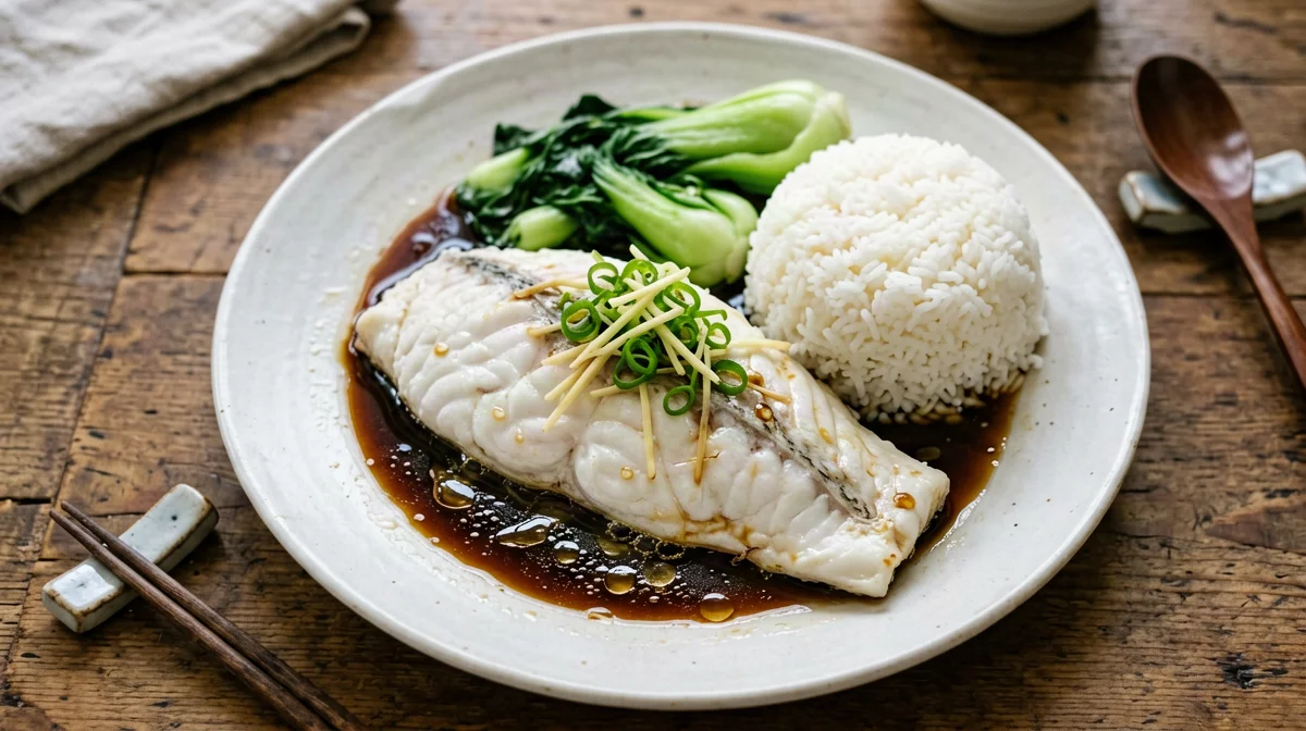 Cantonese steamed cod with ginger and spring onion