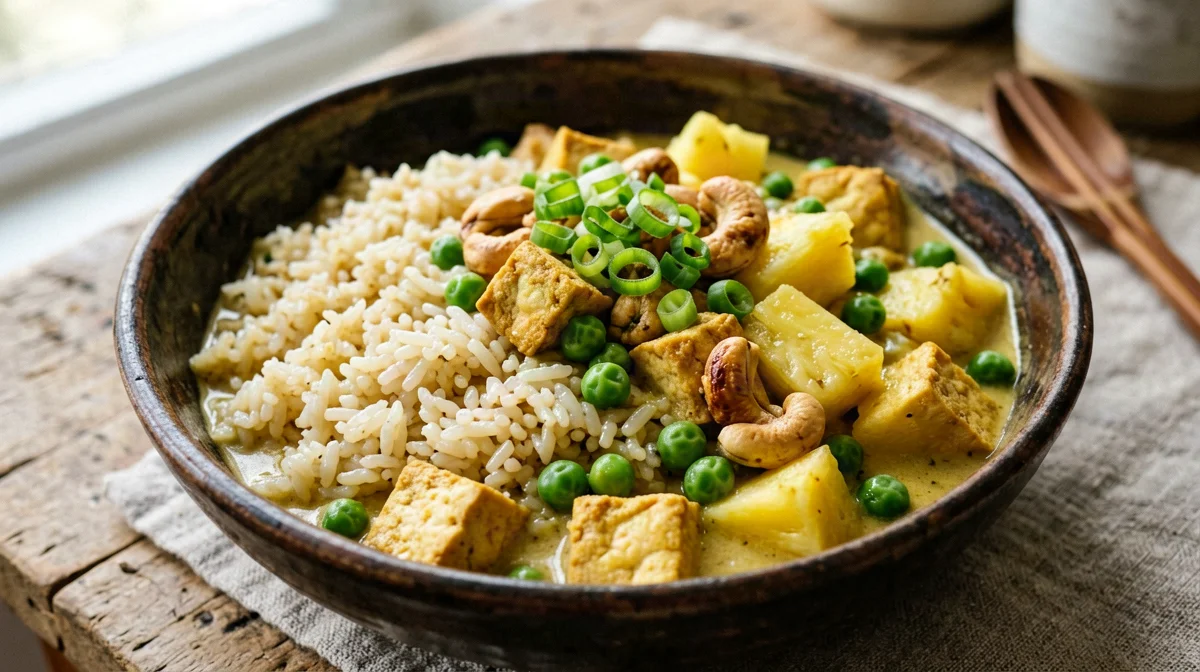 Thai pineapple fried rice with tofu and cashews