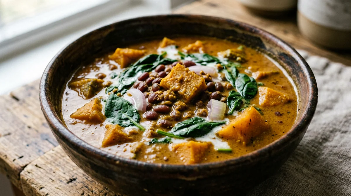 Curry thai di zucca e lenticchie rosse al cocco